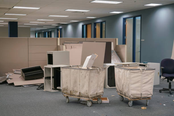 Office furniture and equipment being cleared by our UK office clearance team
