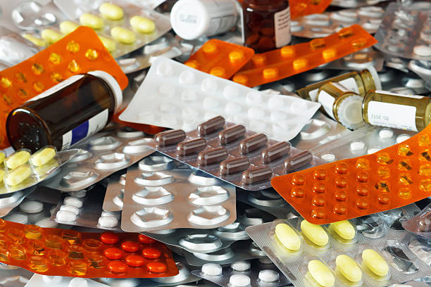 Tablets and expired medicines prepared for secure pharmaceutical waste disposal in the UK