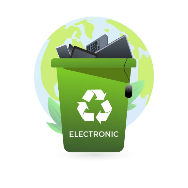 WEEE recycling bin filled with IT waste and electronic equipment for UK disposal service
